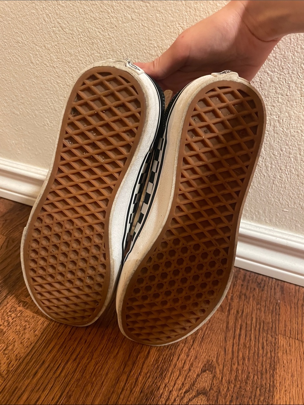 Vans Black and White Checkerboard Slip-On Sneakers (no laces) - Picture 4 of 6